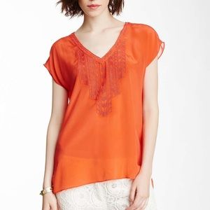 Aryn K Silk Orange Blouse